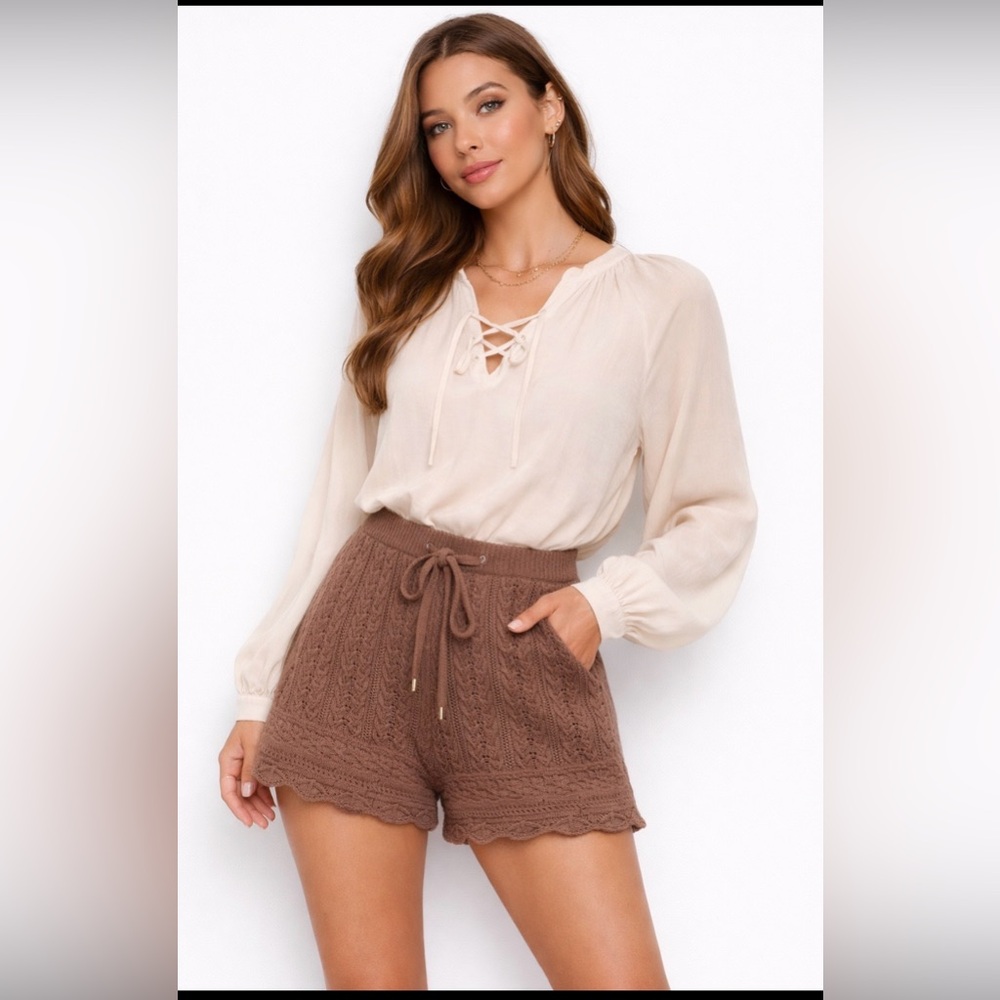 And Now This - Super Cute Brown Knit Shorts.